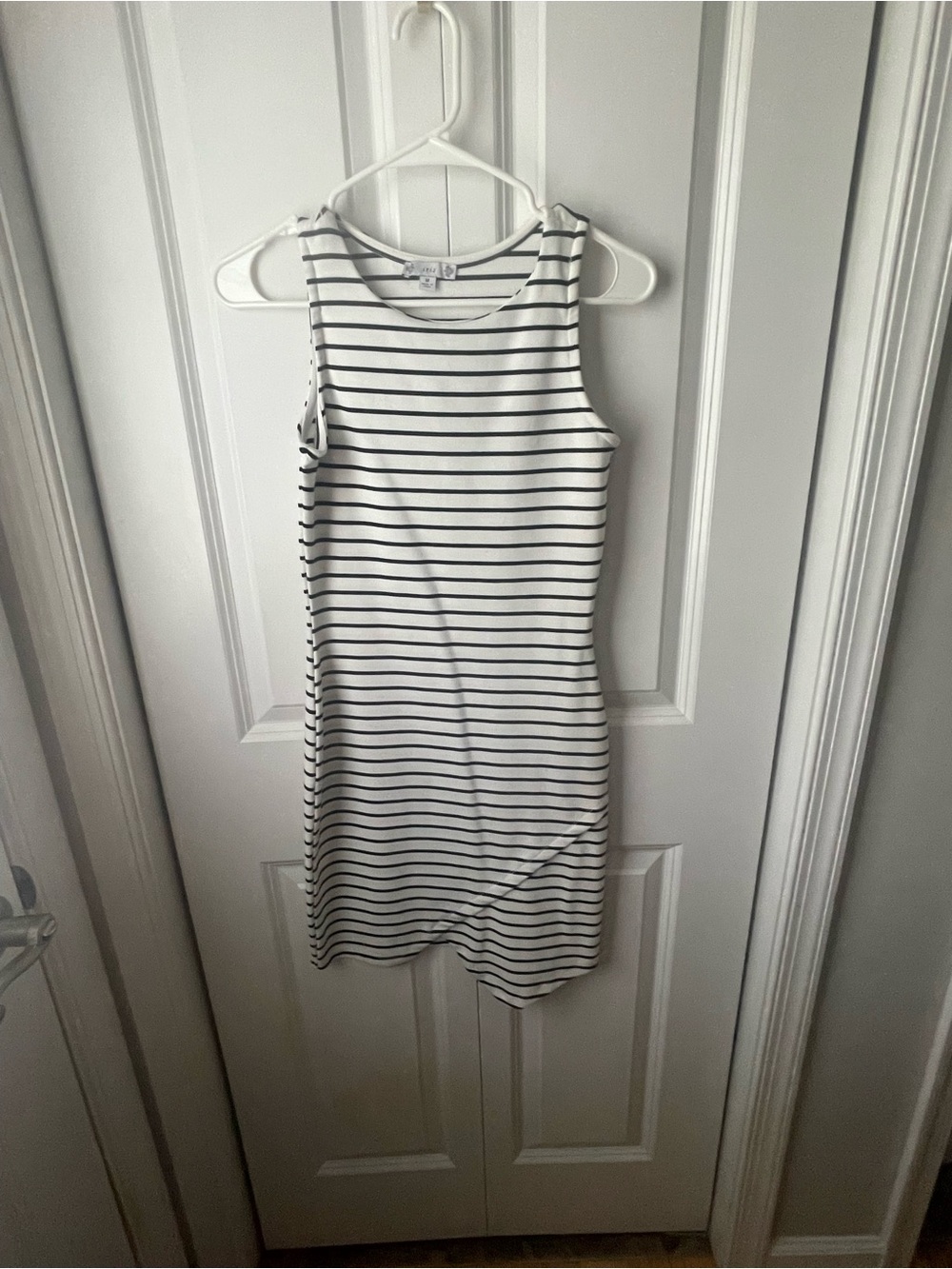 Sleeveless Black and White Striped Tank Dress